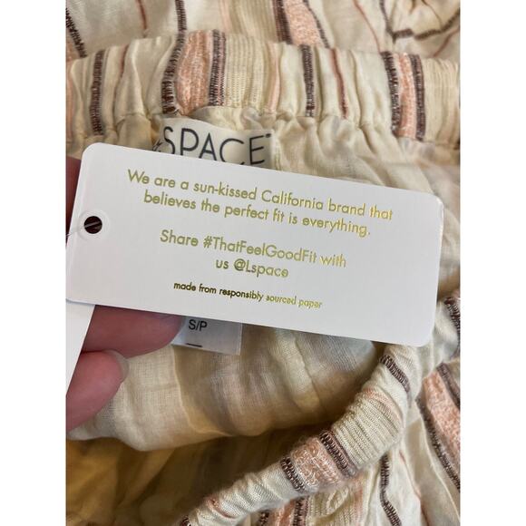 L Space Women's Size Small Shorts Multicolor Tan Neutral Striped Pockets NWT - Picture 10 of 10